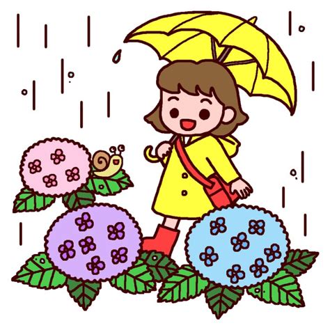 女の子とアジサイカラーつゆ・梅雨の無料イラスト夏の季節・行事 梅雨のイラスト画像まとめ Naver まとめ