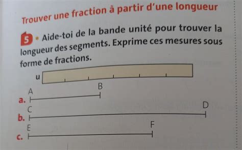 Trouver une fraction à partir d une longueur 5 Aide toi de la bande