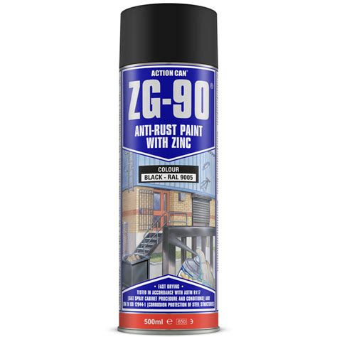 Action Can ZG 90 Black Anti Rust Cold Zinc Galvanising Colour Spray