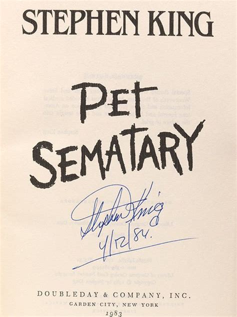 Stephen King - Pet Sematary - First Edition - Signed | Bauman Rare ...