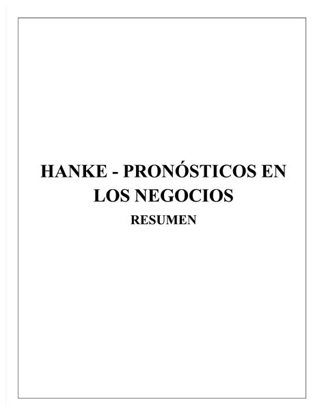 Pdf Resumen Pronostico En Los Negocios Hanke Reitsch Compress HANKE