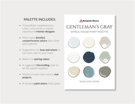 Benjamin Moore Gentleman S Gray Palette Chic Color Etsy