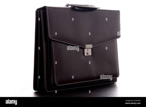 Brown leather business suitcase, isolated on white Stock Photo - Alamy