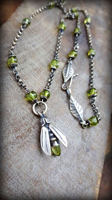 Firefly Jewelry Firefly Necklace Sterling Gemstone Firefly Necklace