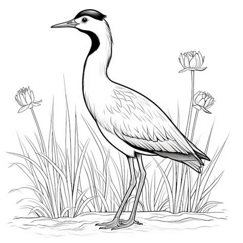 Premium Ai Image African Jacana Illustration Hand Drawn Cute Coloring