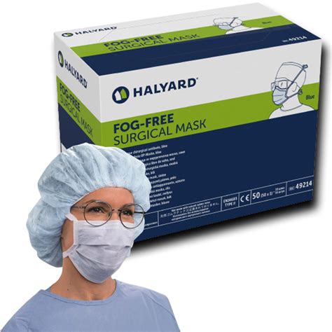 Halyard Fog Free Surgical Mask Pleat Style With Ties Blue 50 Masksbox