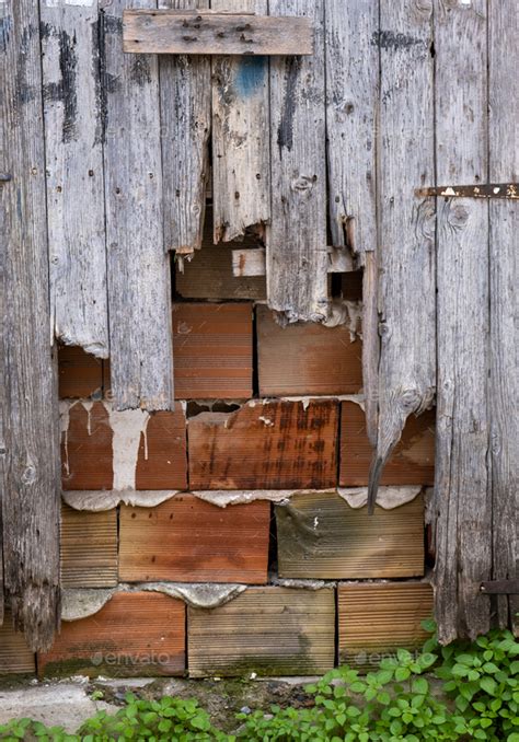 Architectural background old white cracked brick wall Stock Photo by mpalis