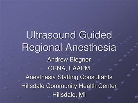 Ppt Ultrasound Guided Regional Anesthesia Powerpoint Presentation Free Download Id6897182