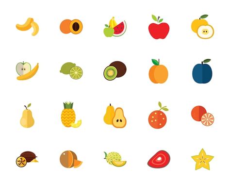 Free Vector Fruits Icon Set