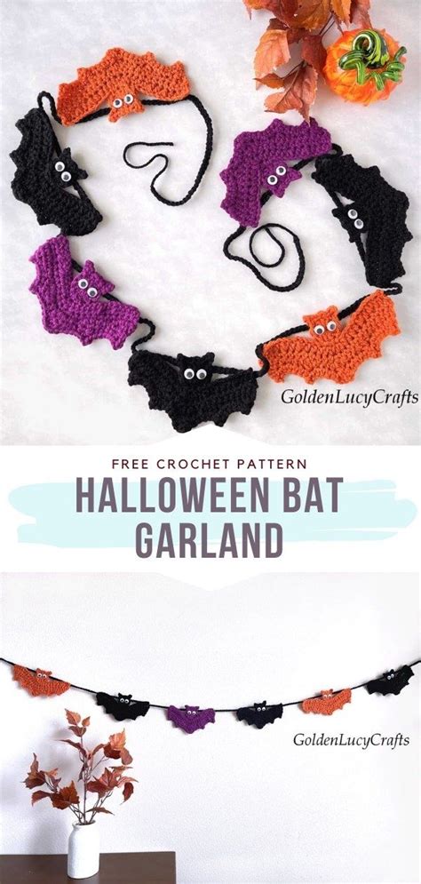 Crochet Halloween Bat Garland With Free Pattern