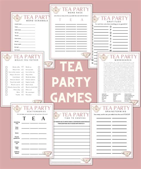 Tea Party Games Bundle Printable Tea Party Games Tea Party Favors ...