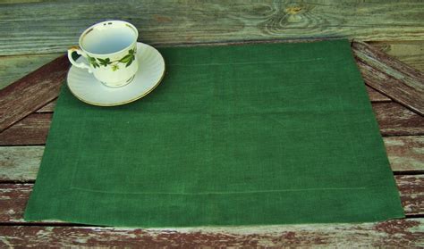 Set Of Dark Green Linen Placemat Handmade Table Linen Etsy