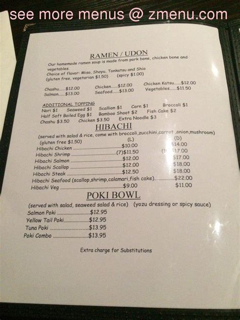 Menu At Kawa Ramen Japanese Grill And Seafood Restaurant Petaluma