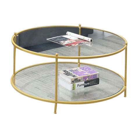 Convenience Concepts Royal Crest 2 Tier Round Glass Coffee Table