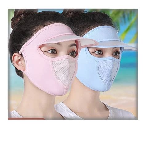 Breathable With Brim Sunscreen Mask Ice Silk Sunshade Men Women Cover Full Face Mask Shopee