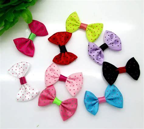 Pcs Mixed Baby Satin Ribbon Dots Bowknot Hair Clips Applique Diy