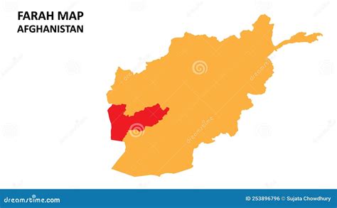 Farah State and Regions Map Highlighted on Afghanistan Map Stock Vector ...