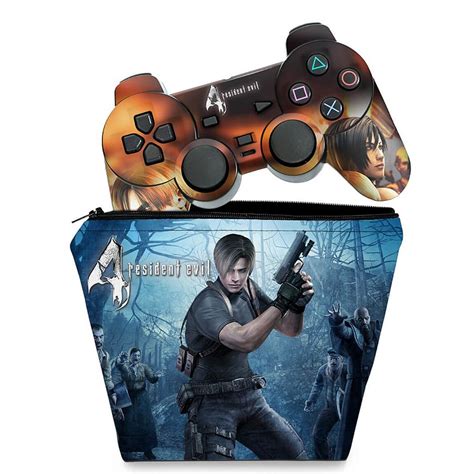 Kit Capa Case E Skin Ps Controle Resident Evil Pop Arte Skins