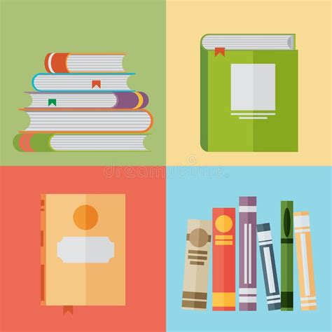 Book Flat Icons Stock Vector Illustration Of Media Education