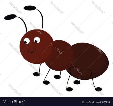 Emoji a smiling brown ant or color Royalty Free Vector Image