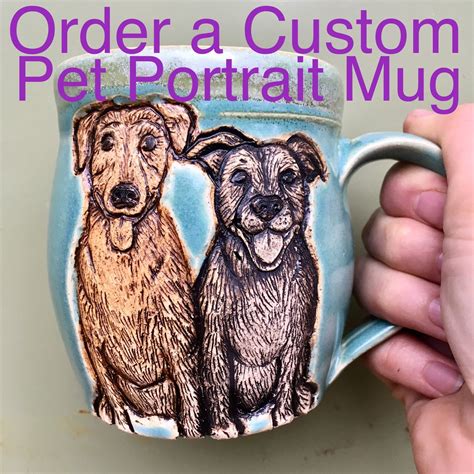 Custom Pet Portrait Mug Dog Pottery Mug Custom Ceramic Dog Etsy