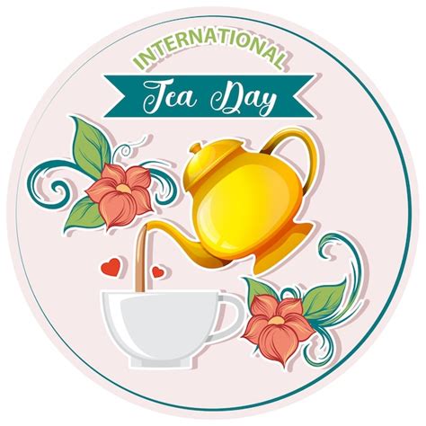 Premium Vector International Tea Day Text Banner