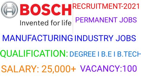 Bosch Recruitment Manufacturing Industry Job Tamilnadu Private