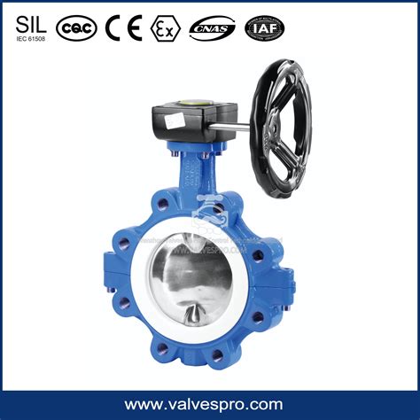 D371f4 Fully Coated PTFE Butterfly Valve Lug Type Good Corrosion