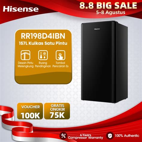 Promo Hisense Kulkas Pintu L Lemari Es Refrigerator Rr D Ibn