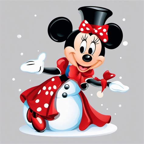 Minnie Mouse Clipart Minnie Mouse With A Snowman Vector