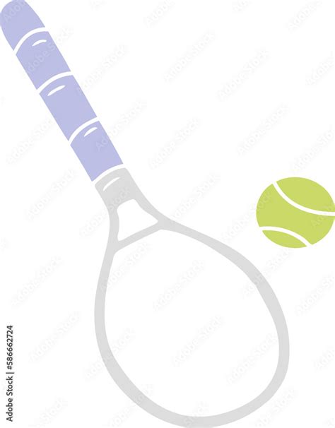 cartoon doodle tennis racket and ball Stock Illustration | Adobe Stock