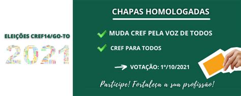 Eleições do CREF14 GO TO Chapas Homologadas CREF14 Conselho