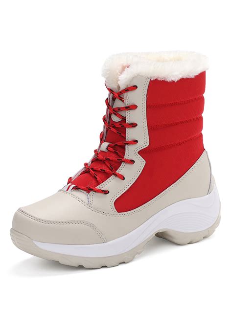 Audeban Womens Winter Warm Boots Waterproof Cold Weather Mid Calf Snow ...