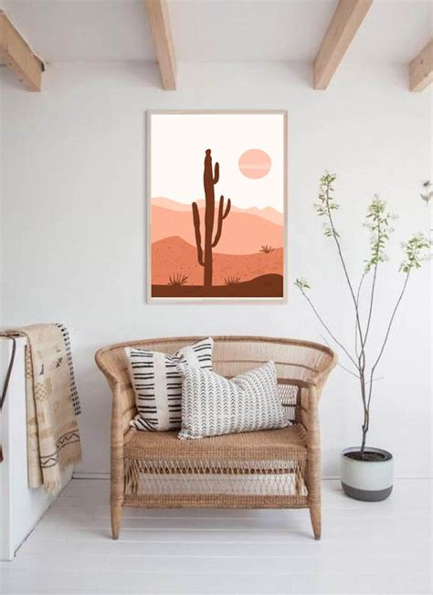 Mid Century Modern Desert Print Arizona Desert Boho Wall Art Etsy