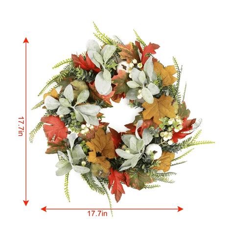 18 Inch Fall Wreath Autumn Maple Leaf Pumpkin Berries Harvest Wreath For Front Door Thanksgiving