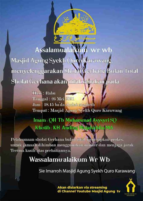 Sholat Gerhana Bulan Total Di Masjid Agung Karawang ⋆ Masjid Agung Syekh Quro Karawang