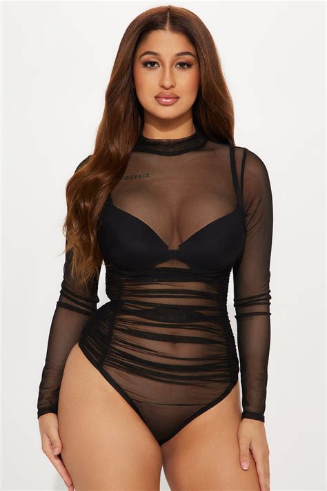 Obsessed With Me Mesh Bodysuit Black Fashion Nova Bodysuits