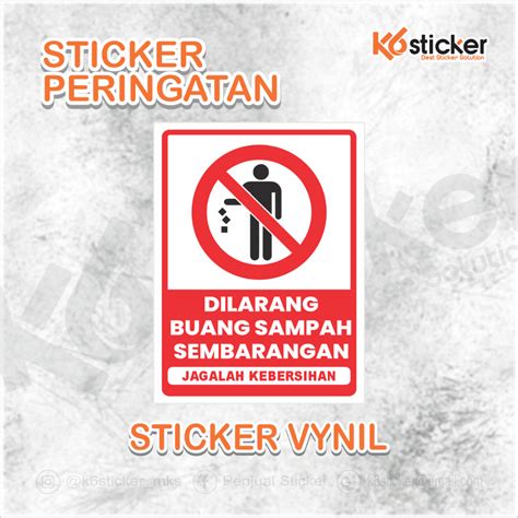 Jual Stiker Sticker DIlarang Buang Sampah Sembarangan Stiker Sampah