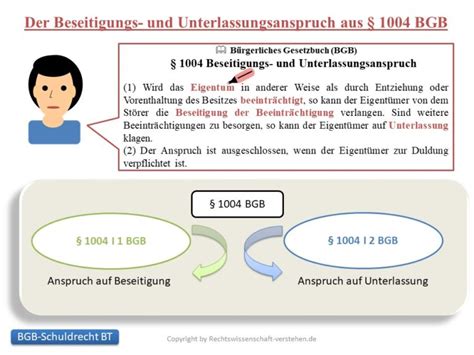 Unterlassungs und Beseitigungsansprüche Schuldrecht Besonderer Teil