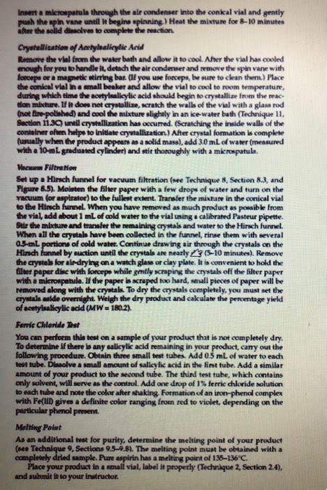 Solved PROCEDURE Preparation Of Acetylsalicylic Acid Chegg
