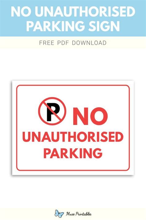 Printable No Unauthorised Parking Sign Template Signs Printable