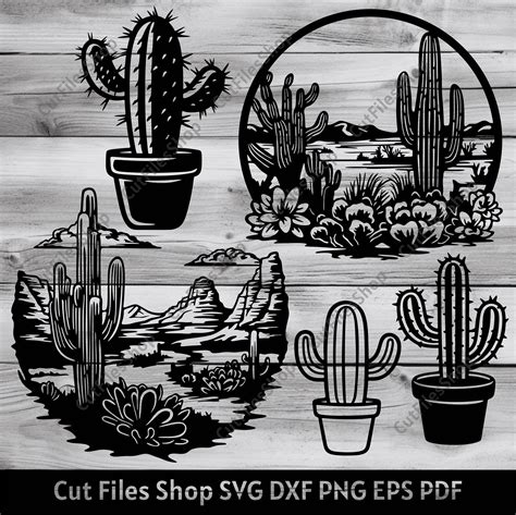 Cactus Scenes Dxf For Laser Cactus Svg For Cricut Cactus Cut Files