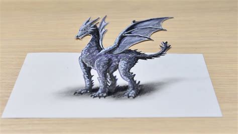 Как нарисовать дракона 3d How To Draw A Dragon 3d Dragon Drawing 3d Trick Art Youtube