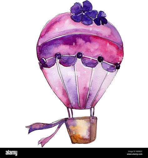 Hot Air Balloon Background Fly Air Transport Watercolor Background Set