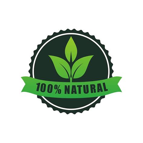 Por Ciento Natural Etiqueta Etiqueta Insignia Vector Org Nico