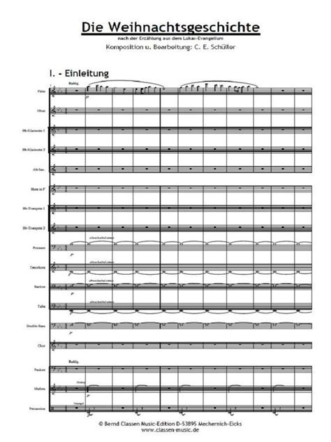 Weihnachtsgeschichte Noten für Blasorchester bei Classen