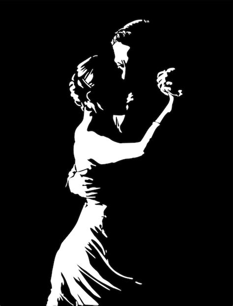 High contrast black and white dancing couple illustration | Premium AI ...