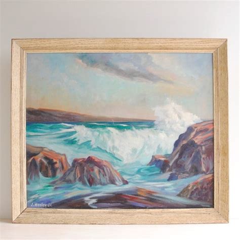 Vintage Seascape Oil Painting Landscape Framed Oceanscape Etsy