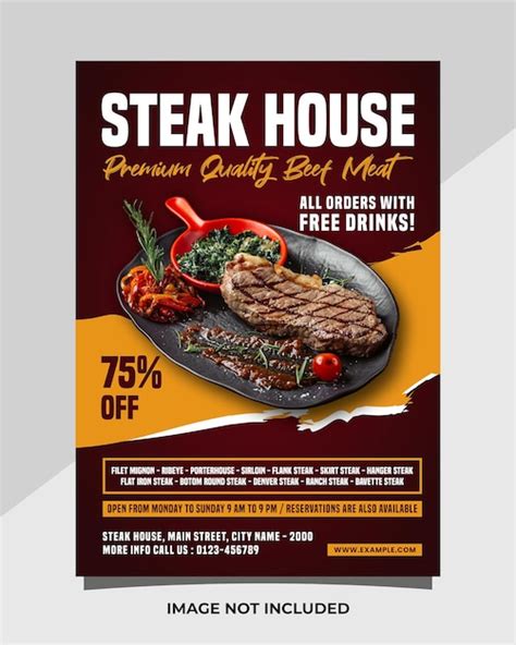 Premium Vector Steak House Vertical Poster Flyer Promotion Template