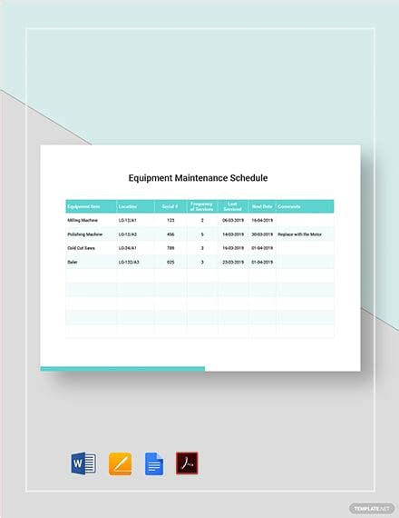 Equipment Maintenance Schedule Template - 10+ Free Word, PDF Format ...